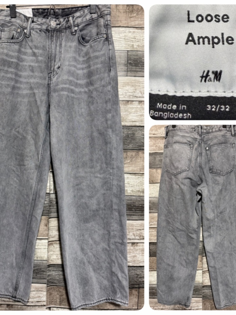 H&M Loose Ample Jeans Men’s 32x32 Gray Denim 100% Cotton